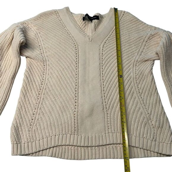 French Connection Size S Chunky Knit Pullover Sweater Cream Fisherman Cable Knit - Picture 7 of 7
